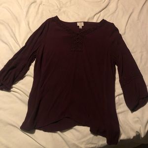 Maroon long sleeve blouse